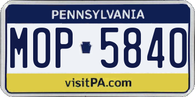 PA license plate MOP5840