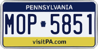PA license plate MOP5851