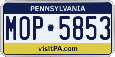 PA license plate MOP5853
