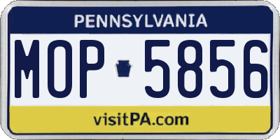 PA license plate MOP5856