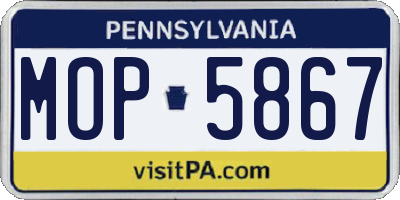 PA license plate MOP5867