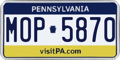 PA license plate MOP5870