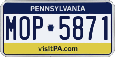 PA license plate MOP5871