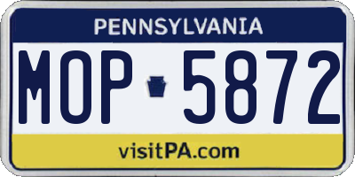 PA license plate MOP5872