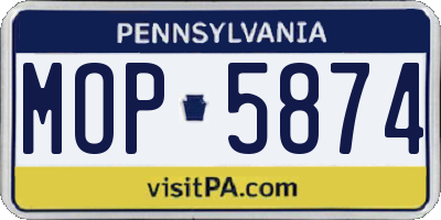 PA license plate MOP5874
