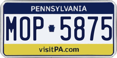 PA license plate MOP5875