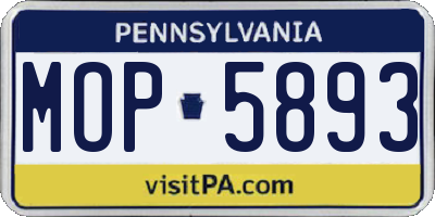 PA license plate MOP5893