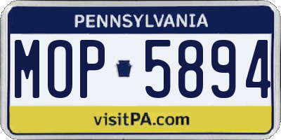 PA license plate MOP5894