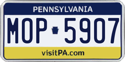 PA license plate MOP5907