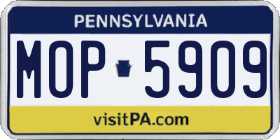 PA license plate MOP5909
