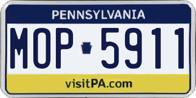 PA license plate MOP5911