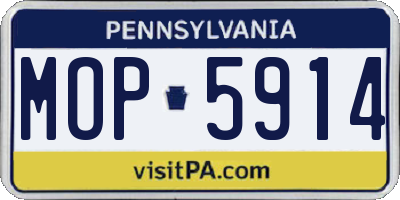 PA license plate MOP5914