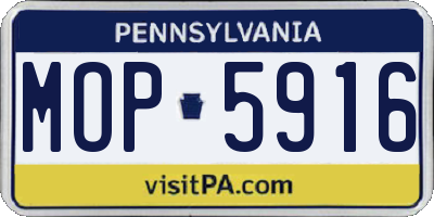 PA license plate MOP5916