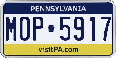 PA license plate MOP5917