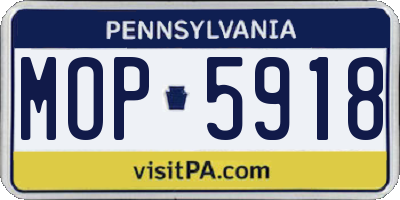 PA license plate MOP5918
