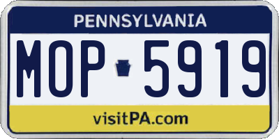 PA license plate MOP5919