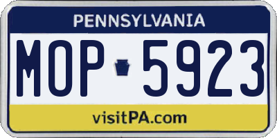 PA license plate MOP5923