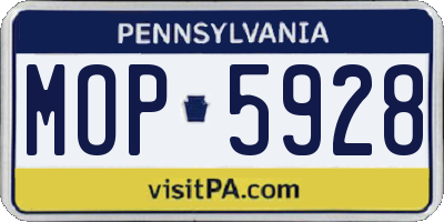 PA license plate MOP5928