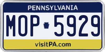 PA license plate MOP5929