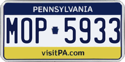 PA license plate MOP5933