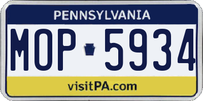 PA license plate MOP5934