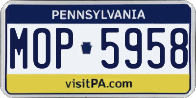 PA license plate MOP5958