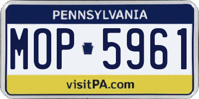 PA license plate MOP5961