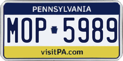 PA license plate MOP5989