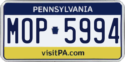 PA license plate MOP5994