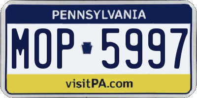 PA license plate MOP5997