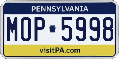 PA license plate MOP5998