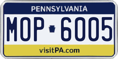 PA license plate MOP6005