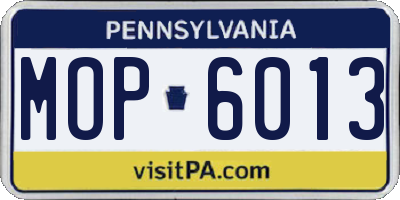 PA license plate MOP6013