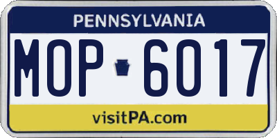 PA license plate MOP6017