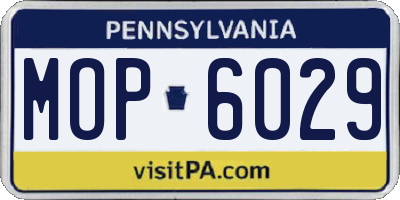 PA license plate MOP6029