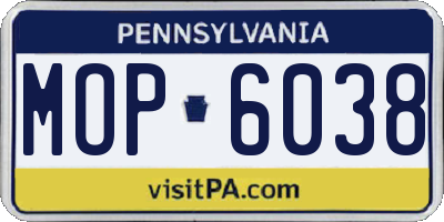 PA license plate MOP6038