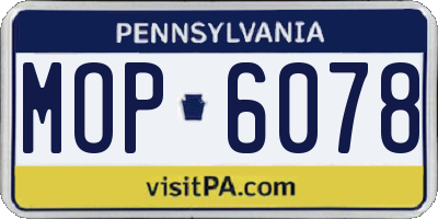 PA license plate MOP6078