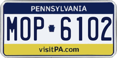 PA license plate MOP6102