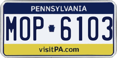 PA license plate MOP6103
