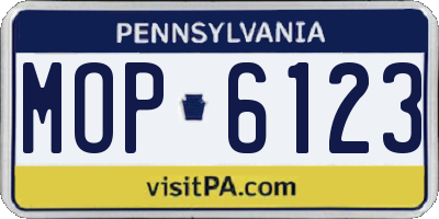 PA license plate MOP6123