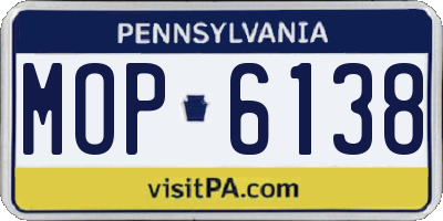 PA license plate MOP6138