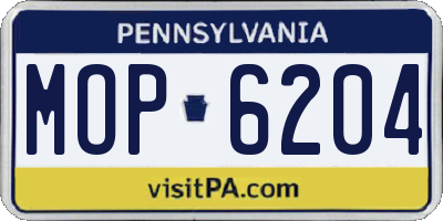 PA license plate MOP6204