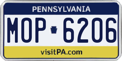 PA license plate MOP6206