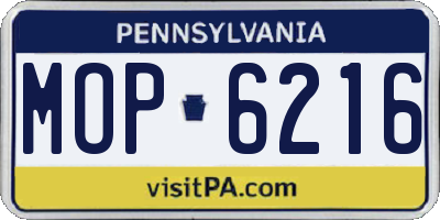 PA license plate MOP6216