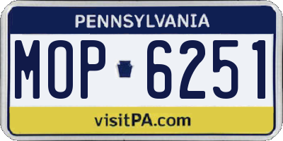 PA license plate MOP6251