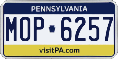 PA license plate MOP6257