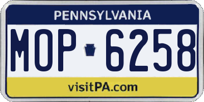 PA license plate MOP6258