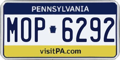 PA license plate MOP6292