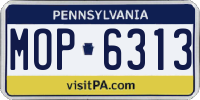 PA license plate MOP6313