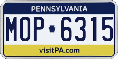 PA license plate MOP6315